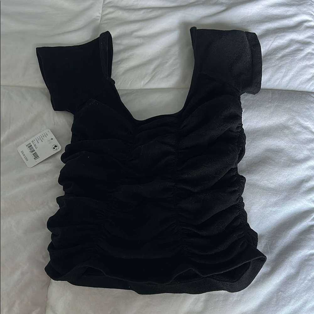 Elegant Free People Black Ruched Top